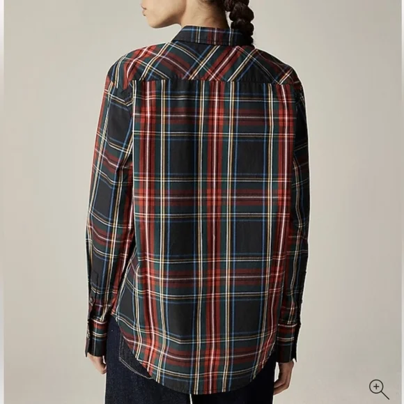 J.Crew Embellished Garcon Shirt Stewart Tartan Cotton Poplin 8 NWT - Picture 2 of 10